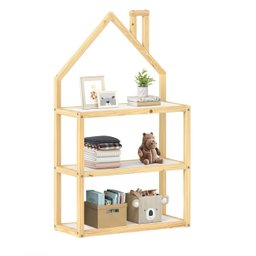 Estante Multiuso Quarto Infantil 3 Prateleiras Montessori Natural Branco Lenise - 5