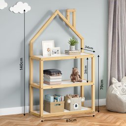 Estante Multiuso Quarto Infantil 3 Prateleiras Montessori Natural Branco Lenise - 4