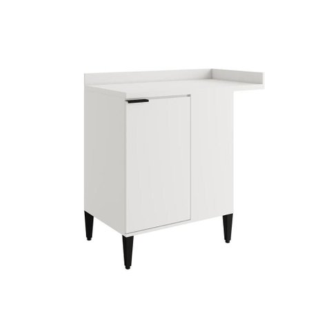 Gabinete de Cozinha Modulado Balcão Alpha 2508 Canto Reto C/ 1 Porta C/ Tampo 94cm Branco - Carraro