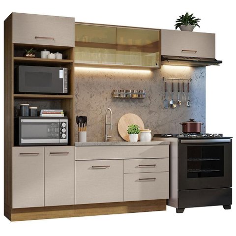 Armário de Cozinha Completa 270cm Rustic/crema Agata Madesa 04 Rustic/crema Rustic/crema