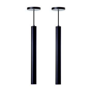 Kit 2 Pendentes Tubo Cilindro Alumínio 30cm: Cor Preto