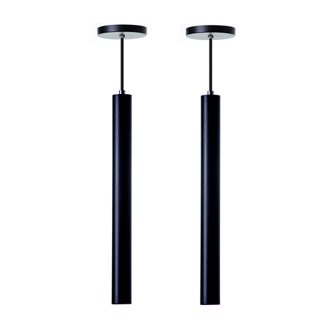 Kit 2 Pendentes Tubo Cilindro Alumínio 30cm: Cor Preto