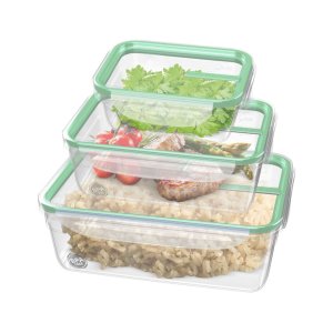 Kit 3 Potes Plastico com Tampa Sanremo Verde