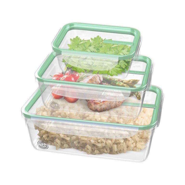 Kit 3 Potes Plastico com Tampa Sanremo Verde