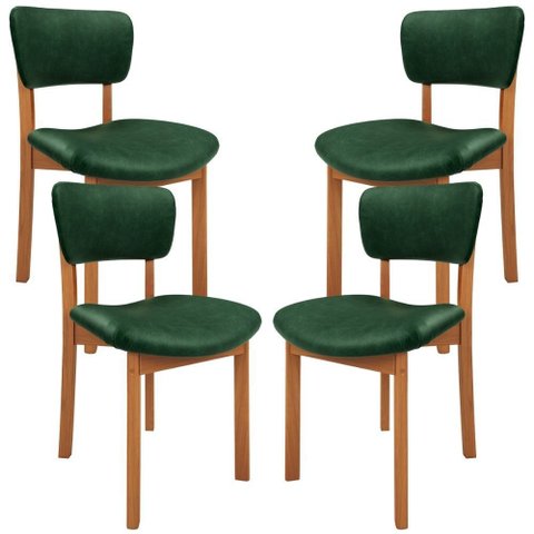 Kit 4 Cadeiras para Sala de Jantar Cozinha Living Estofada Dara L02 Couríssimo Verde Musgo - Lyam de