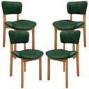 Ver imagem 1 de Kit 4 Cadeiras para Sala de Jantar Cozinha Living Estofada Dara L02 Couríssimo Verde Musgo - Lyam de