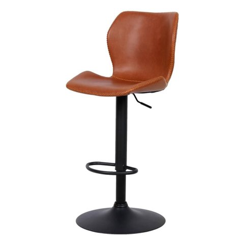 Banqueta Itajaí Pu Marrom Mogno Base Disco Preta - 76859