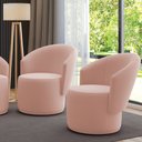 Ver imagem 1 de Poltrona Decorativa Orgânica Fixa para Sala Kit 2 Malu Veludo Rosê M11 - D’Rossi