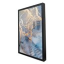 Ver imagem 1 de Quadro Decorativo Caixa Alta com Vidro Abstrato Mármore Azul Perolado TaColado Moldura Preta 120 x 8