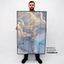 Ver imagem 2 de Quadro Decorativo Caixa Alta com Vidro Abstrato Mármore Azul Perolado TaColado Moldura Preta 120 x 8
