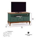 Ver imagem 4 de Rack para Sala com Pés Luis Xv 60501 Linz Móveis 3 Gavetas e Nicho - Verde Musgo/imbuia Glazer