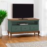 Rack para Sala com Pés Luis Xv 60501 Linz Móveis 3 Gavetas e Nicho - Verde Musgo/imbuia Glazer - 5