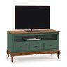 Rack para Sala com Pés Luis Xv 60501 Linz Móveis 3 Gavetas e Nicho - Verde Musgo/imbuia Glazer - 1