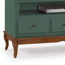 Ver imagem 2 de Rack para Sala com Pés Luis Xv 60501 Linz Móveis 3 Gavetas e Nicho - Verde Musgo/imbuia Glazer