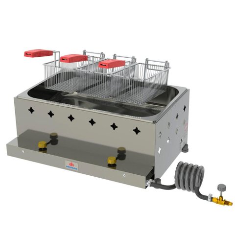 Fritadeira Profissional a Gás Alta Pressão Progás Inox 1 Cuba 10 Litros Pr-30g