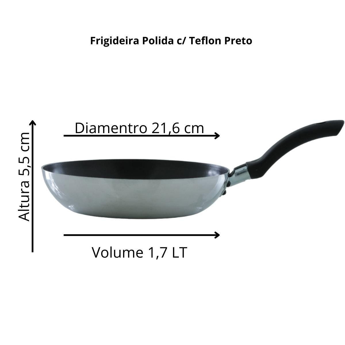 Frigideira Extra Polida C/ Teflon N22 1,7l - 2