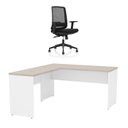 Ver imagem 3 de Mesa de Escritório em L 160x60cm + Cadeira Ergonômica Reclinável com Apoio Lombar,Pistão Classe 4