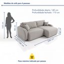 Ver imagem 3 de Sofá Retrátil 3 Lugares Bouclé Cinza 230cm Cancún