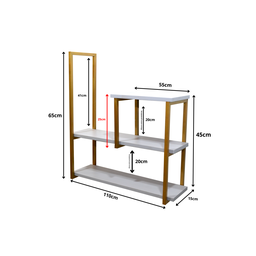 Nicho TRIPLO metalon 110X15  BRANCO/DOURADO  METALICO 03 - 2