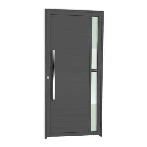 Porta Alumínio Lambril Visione c/Puxador e.Cinza 90 Brimak