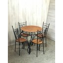 Ver imagem 2 de Jogo Bistrô Fixo Redondo Rustico - Mesa e 4 Cadeiras