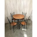 Ver imagem 1 de Jogo Bistrô Fixo Redondo Rustico - Mesa e 4 Cadeiras