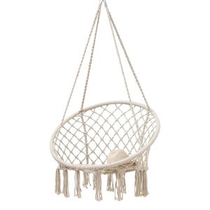 Rede Cadeira de Balanço de Algodão Suspensa Varanda Quintal Teto Descanso Decoração Trançada Casa Ja