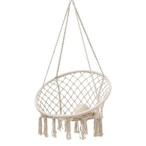 Rede Cadeira de Balanço de Algodão Suspensa Varanda Quintal Teto Descanso Decoração Trançada Casa Ja