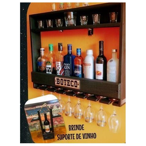 Kit Bar de Parede com Led para 09 Garrafas. Suporte de Vinho Mesa - Chimera - Chimera Concept