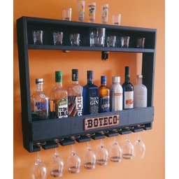 Bar de Parede Boteco “Chimera Concepts” para 09 Garrafas - Preto com LED Azul - 3