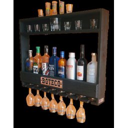 Bar de Parede Boteco “Chimera Concepts” para 09 Garrafas - Preto com LED Azul - 1