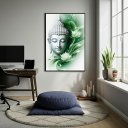 Ver imagem 2 de Quadro Decorativo Buda em Verde 70x50cm Mold Preta