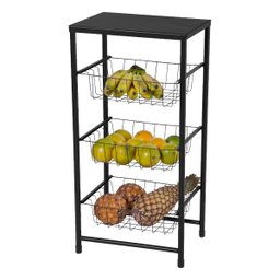 Fruteira de Chão para Cozinha 3 Andares Cesto Preta Plus - 1