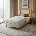 Ver imagem 1 de Base Box com Cabeceira Cama Solteiro Quarto Cor Bege 188x88x24 Cal Móveis