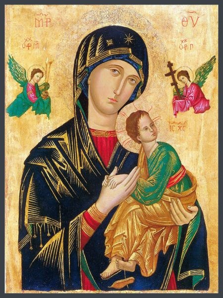 Quadro Decorativo Religioso Nossa Senhora do Perpétuo Socorro 40x50cm com moldura e vidro