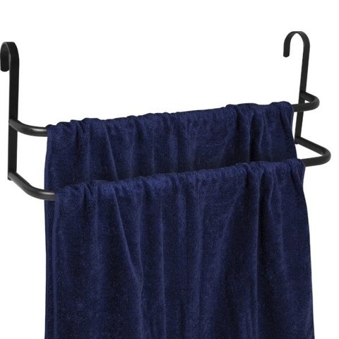 Porta Toalhas Toalheiro Duplo Preto Plus Para Box 60cm