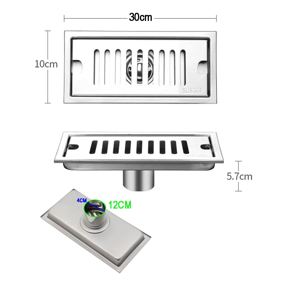 Ralo Linear 30cm Aço Inox Banheiro Lavabo Area Externa Quintal Piscina Anti Odor Anti Inseto Resiste - 5