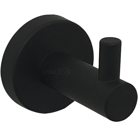 Cabide Gancho Simples de Parede Preto Fosco Acessório para Banheiro Aço Inox Multiuso Cabideiro Luxo