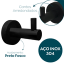 Ver imagem 3 de Cabide Gancho Simples de Parede Preto Fosco Acessório para Banheiro Aço Inox Multiuso Cabideiro Luxo