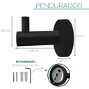 Ver imagem 4 de Cabide Gancho Simples de Parede Preto Fosco Acessório para Banheiro Aço Inox Multiuso Cabideiro Luxo