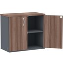 Ver imagem 2 de Armário Baixo PE25 Pandin 80 cm (largura) em MDP Cor Walnut e Grafito com Duas portas