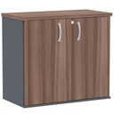Ver imagem 1 de Armário Baixo PE25 Pandin 80 cm (largura) em MDP Cor Walnut e Grafito com Duas portas