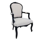 Ver imagem 1 de Poltrona Cadeira Luiz Xv Tecido Nobre Branco Madeira Preta Alta Decoração