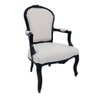 Poltrona Cadeira Luiz Xv Tecido Nobre Branco Madeira Preta Alta Decoração - 1