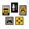 Kit 5 Quadros Gamer Vídeo Game Preta - 1
