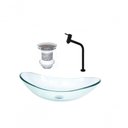 Ver imagem 1 de Cuba de Vidro Oval 47cm Jateada + Valvula + Torneira Preta