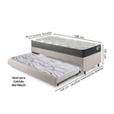 Ver imagem 2 de Bicama Box Solteiro Linho 88x188x28 Cm com Colchão Adapto Molas Ensacadas e Colchão Auxiliar