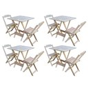 Ver imagem 1 de Kit 4 Jogos De Mesa Dobravel Com 2 Cadeiras De Madeira 70X70 - Sem Pintura - Marrom
