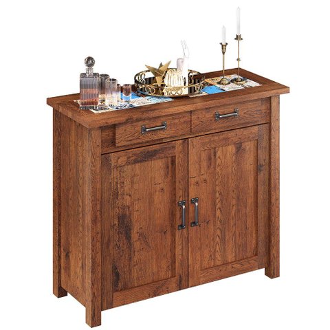 Balcão Sala de Estar com Cerâmica Vintage Alabama 02 Portas W02 Madeira Maciça Imbuia - Lyam