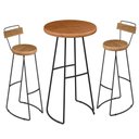 Ver imagem 1 de Conjunto Mesa Bistrô Alta e 2 Banquetas com Encosto Estilo Industrial Aura D09 Peroba - Mpozenato